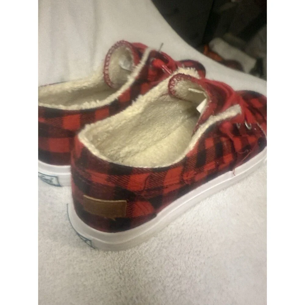 Blowfish Malibu "Maxine" Red and Black Check Plaid Sneakers Women Size 7 - Picture 3 of 10